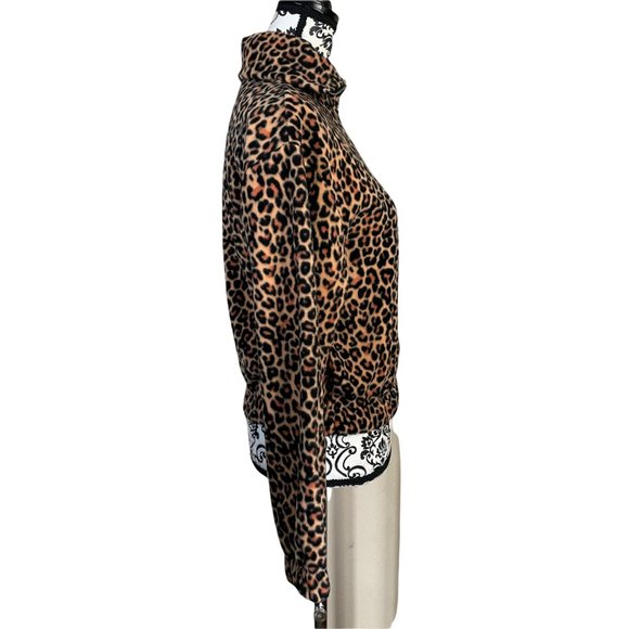 BP. | Women's Animal Print Leopard 1/2 Zip Long Sleeve Fleece Pullover XXS - Picture 8 of 9